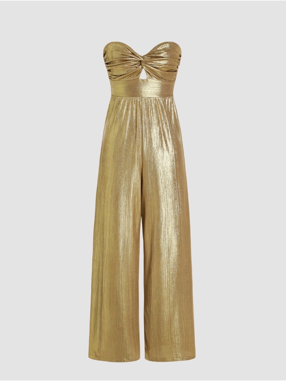 Cider Metallic Gold Strapless Twist-Front Jumpsuit Sz S